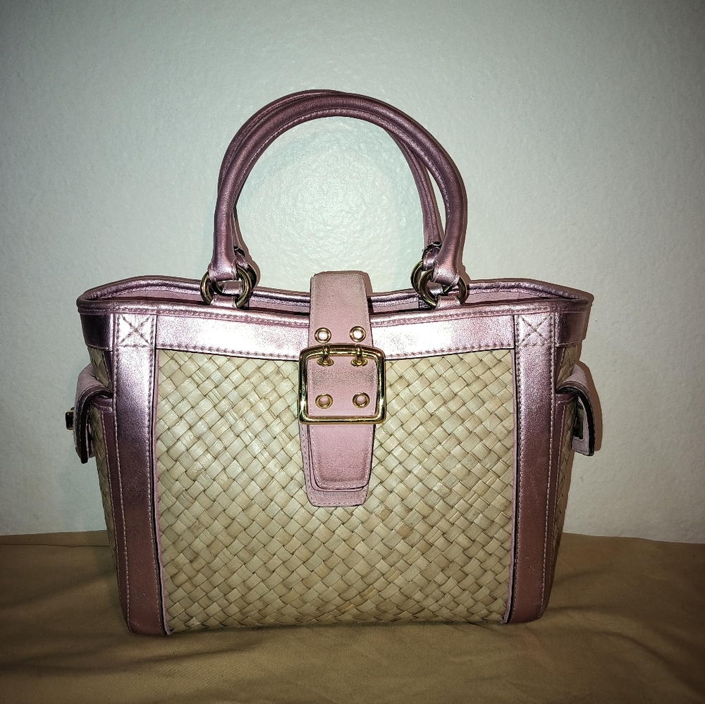 Coach Pink and Tan Laptop Bag